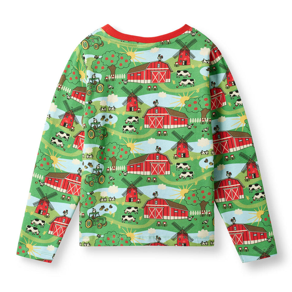 Småfolk Organic Long Sleeved Boys' T-shirt- Farm, Green