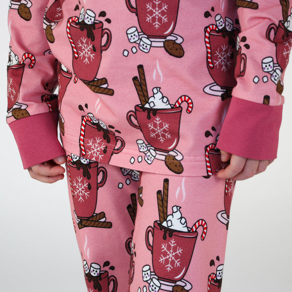 Smafolk organic Pajamas- hot chocolate, pink, closeup