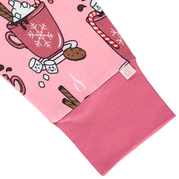 Smafolk organic Pajamas- hot chocolate, pink, closeup