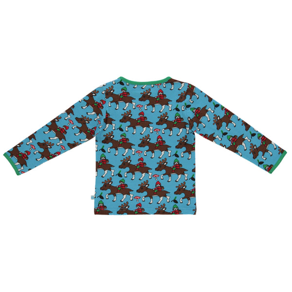 Smafolk organic Reindeer t-shirt, blue grotto, back