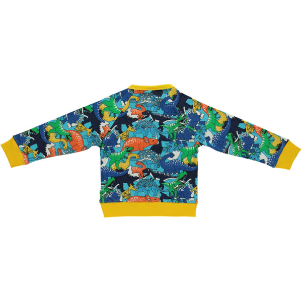 Smafolk organic Dinosaur sweatshirt, blue atoll, back