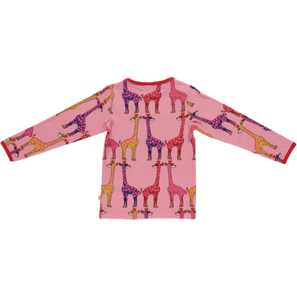 Smafolk organic Giraffes t-shirt, sea pink, back