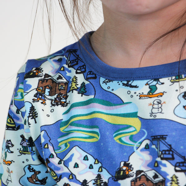 Smafolk organic Pajamas- winter landscape, closeup