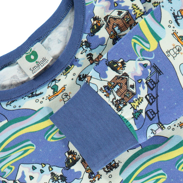 Smafolk organic Pajamas- winter landscape, closeup