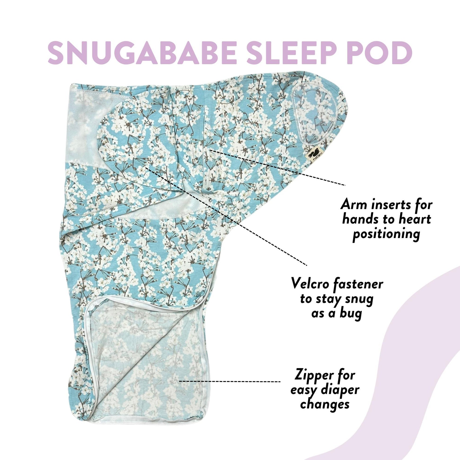Cherry Blossoms Organic Swaddle Sleep Pod | Norani Baby