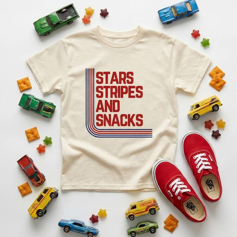 Organic Cotton T-Shirt - Stars, Stripes & Snacks