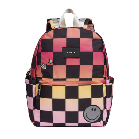 State Bags Kane kids travel backpack- pink checkerboard