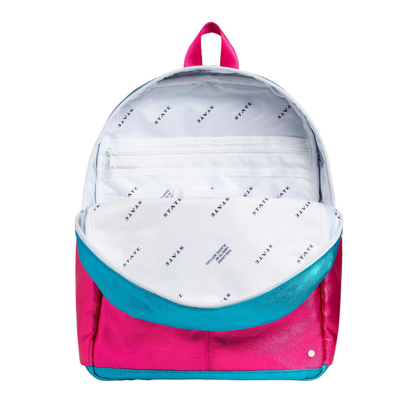 State Bags Kane kids backpack- turquoise/hot pink, interior