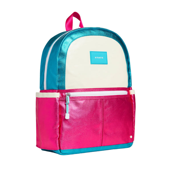 State Bags Kane kids backpack- turquoise/hot pink, side