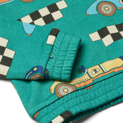 Småfolk Organic Boys' Sweatshirt- Race Cars, Teal