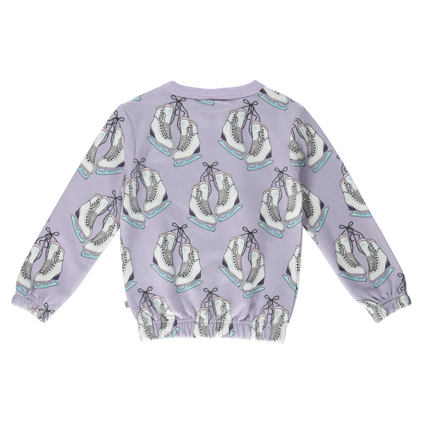 Smafolk organic Sweatshirt- ice skates, orchid purple, back