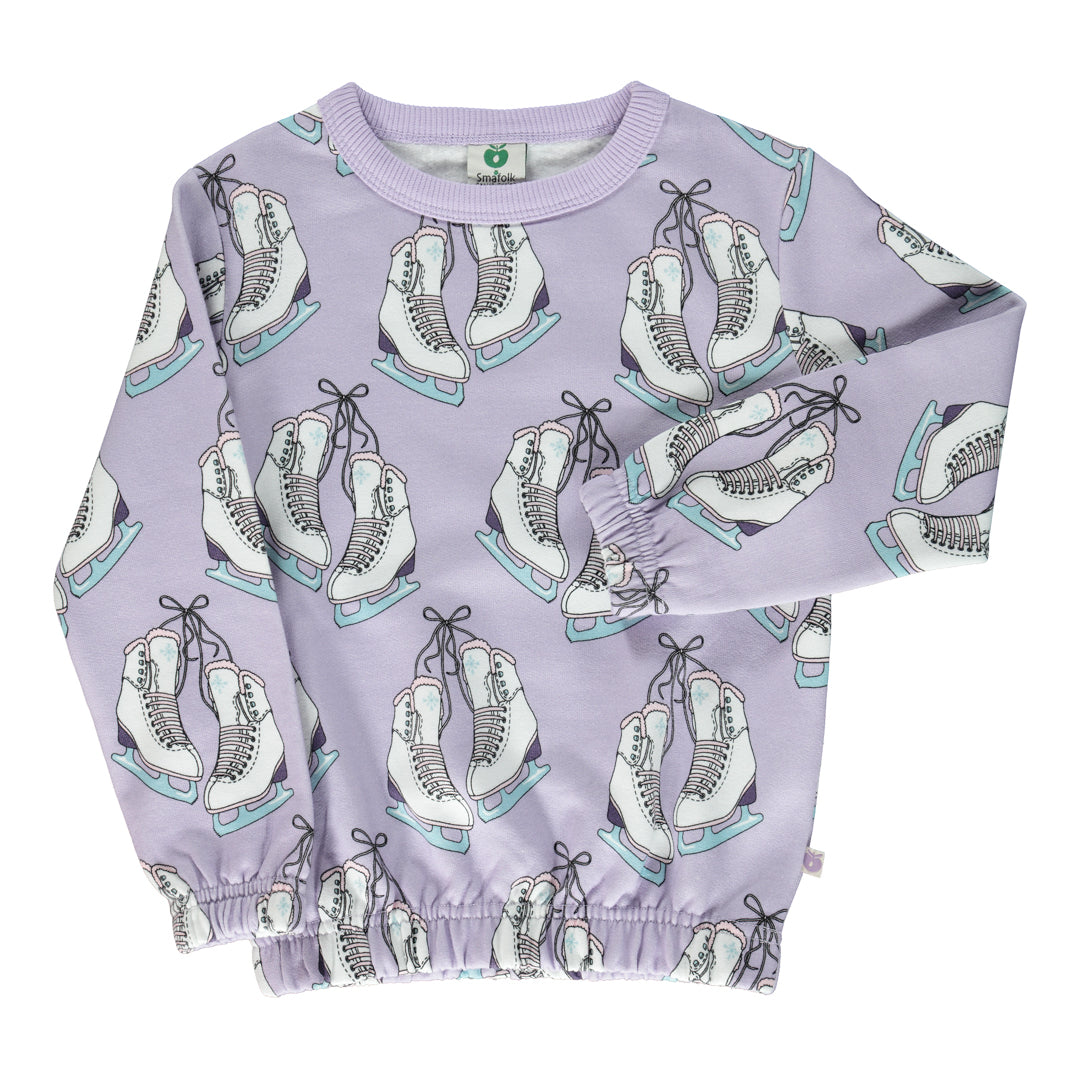 Smafolk organic Sweatshirt- ice skates, orchid purple