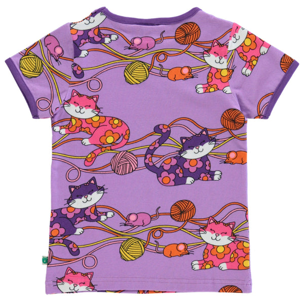 Smafolk organic Short sleeve t-shirt- cats, viola, back