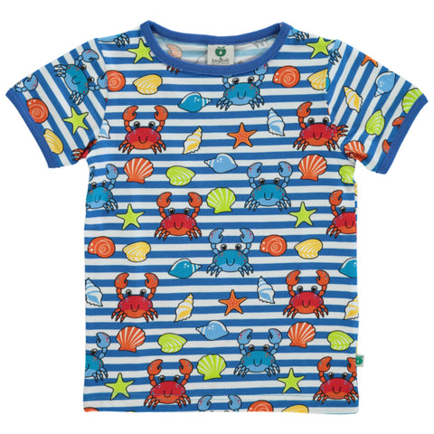 Smafolk organic Short sleeve t-shirt- crabs, brilliant blue