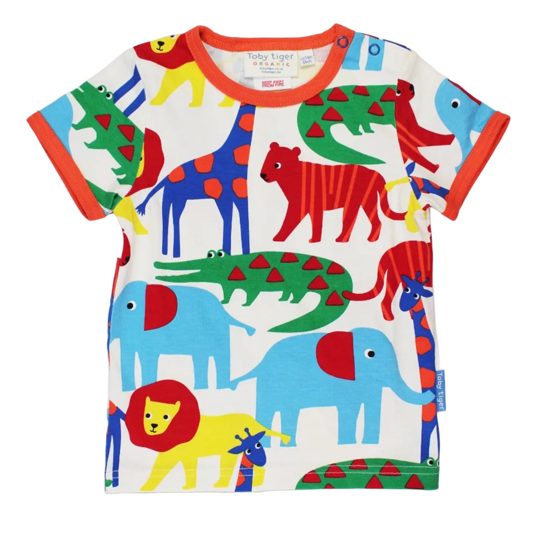 Organic Cotton Safari Animal Print Short Sleeve Kids T-Shirt | Toby Tiger