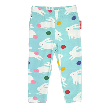 Organic Cotton Girls Leggings - Bunny Hop Print | Toby Tiger