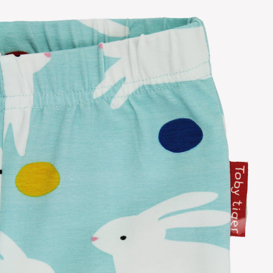 Organic Cotton Girls Leggings - Bunny Hop Print | Toby Tiger