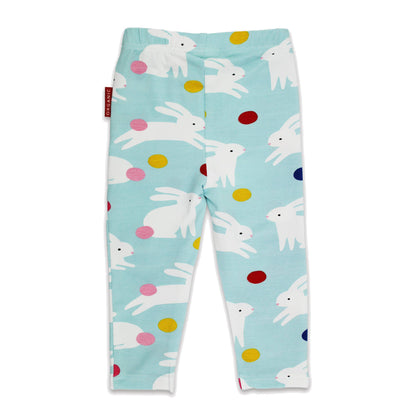 Organic Cotton Girls Leggings - Bunny Hop Print | Toby Tiger