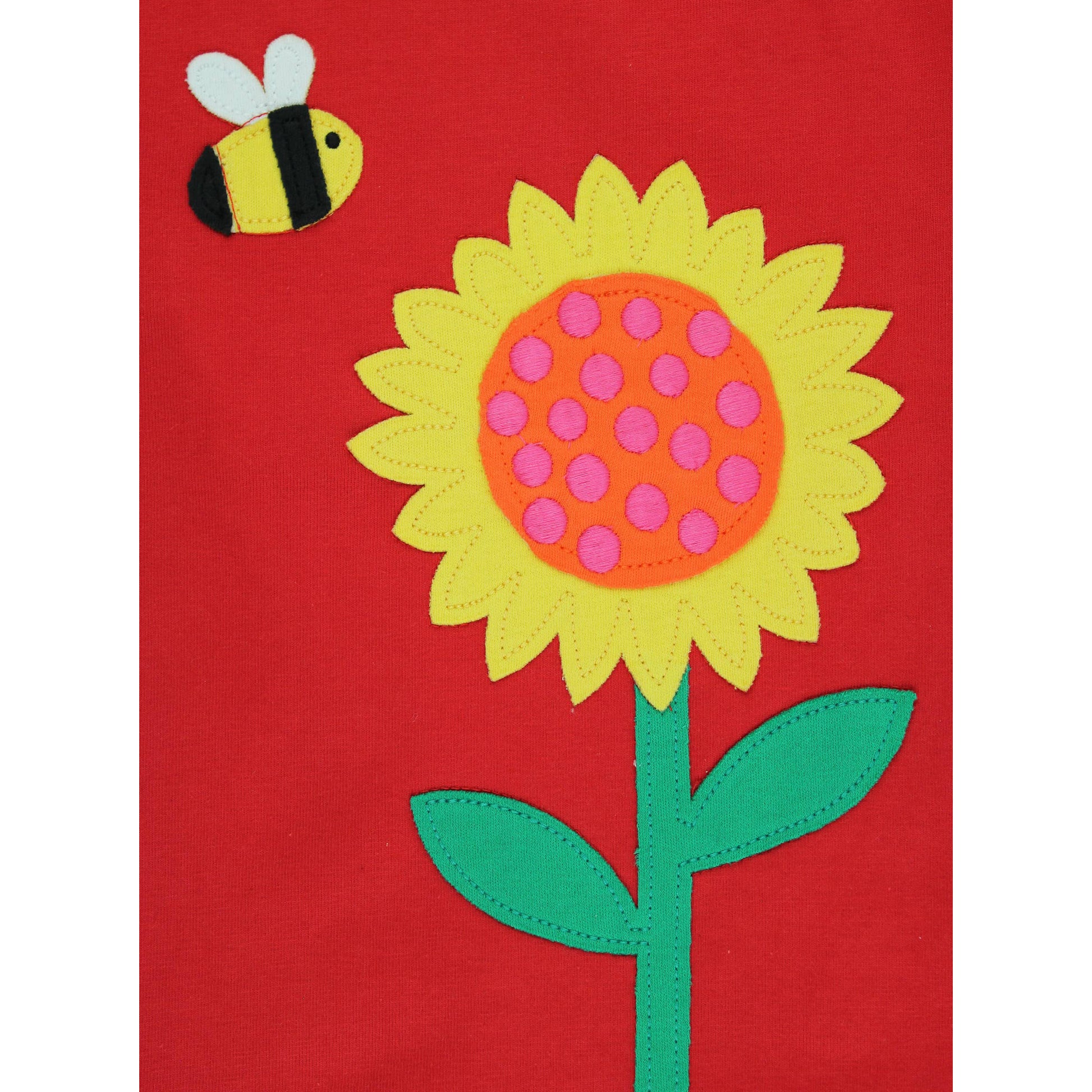 Organic Cotton Sunflower & Bee Appliqué Short Sleeve T-Shirt | Toby Tiger