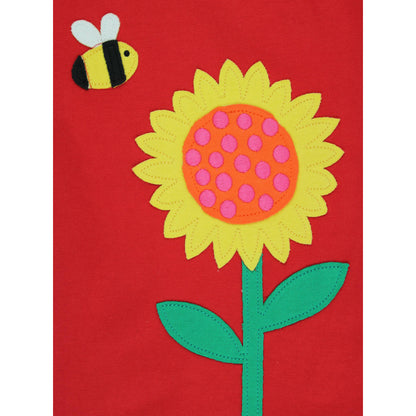 Organic Cotton Sunflower & Bee Appliqué Short Sleeve T-Shirt | Toby Tiger