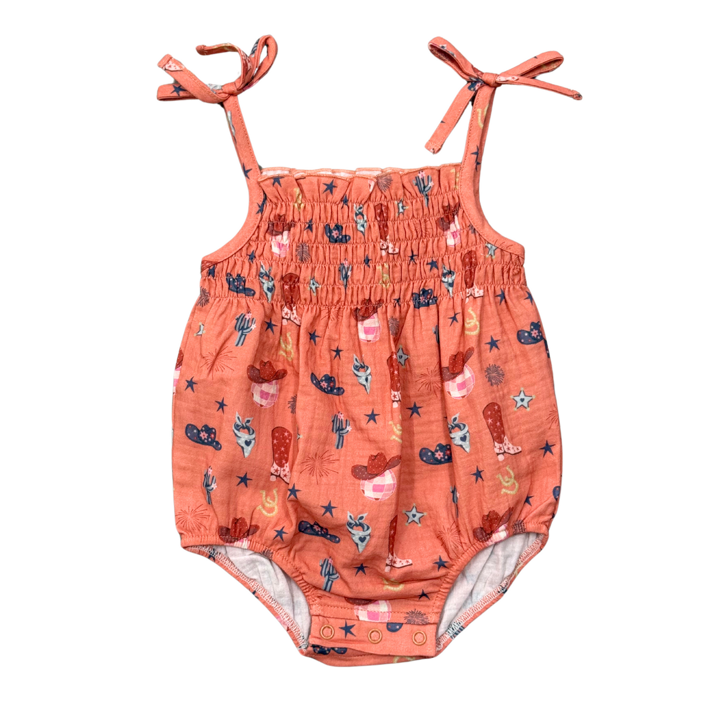 Cotton Tie-Smocked Bodysuit - American Cowgirl