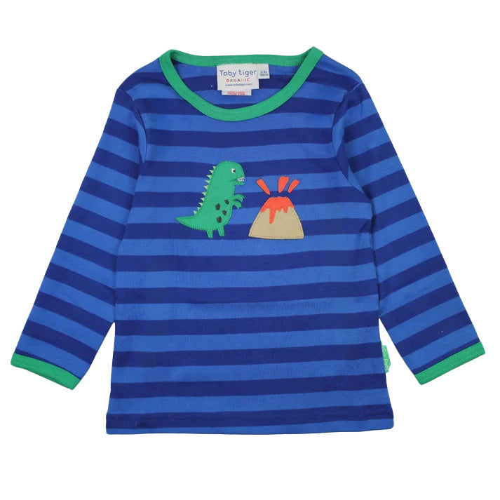 Toby Tiger organic Long sleeved t-shirt: dinosaur appliqué