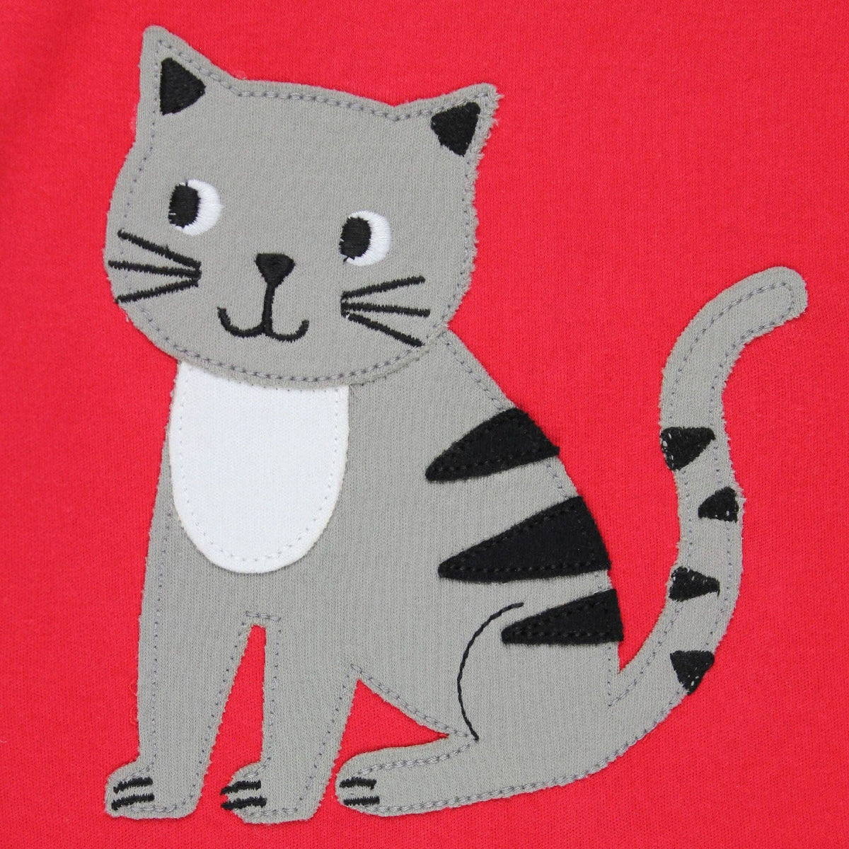 Toby Tiger Organic Cotton Long Sleeve T-Shirt - Cat Appliqué