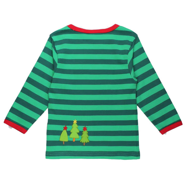 Toby Tiger organic Long sleeved t-shirt: Christmas bear appliqué, back