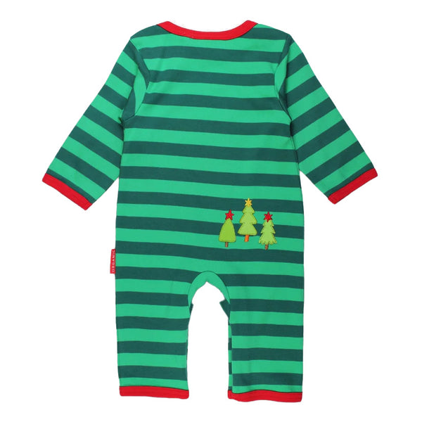 Toby Tiger organic Romper- Christmas bear appliqué, back