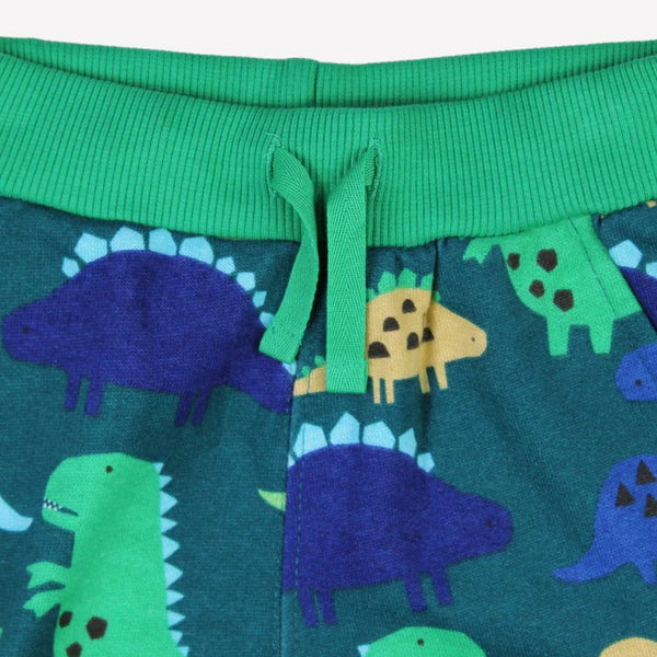 Toby Tiger organic Joggers- dinosaur print, closeup