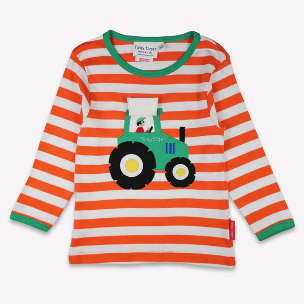 Toby Tiger organic Long sleeved t-shirt: tractor appliqué