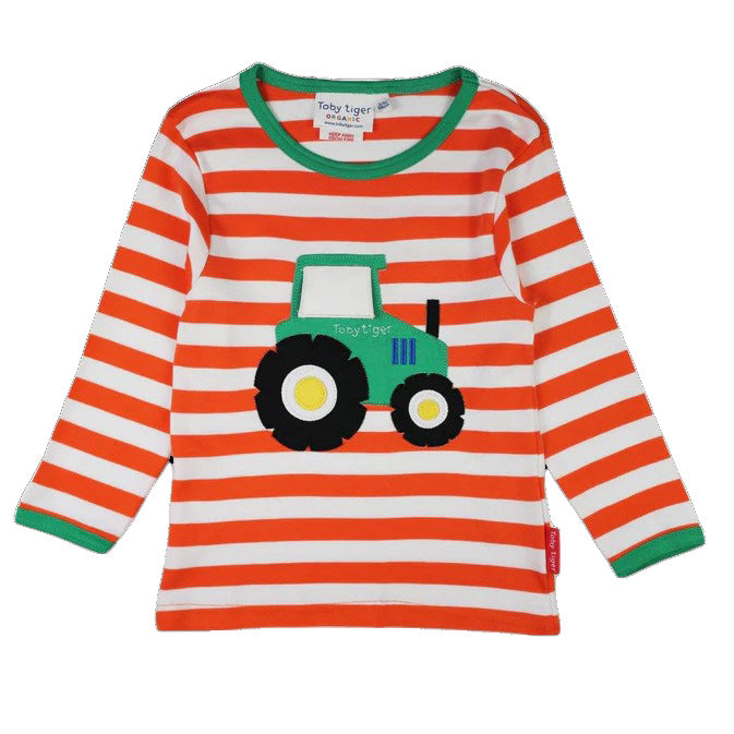 Toby Tiger organic Long sleeved t-shirt: tractor appliqué