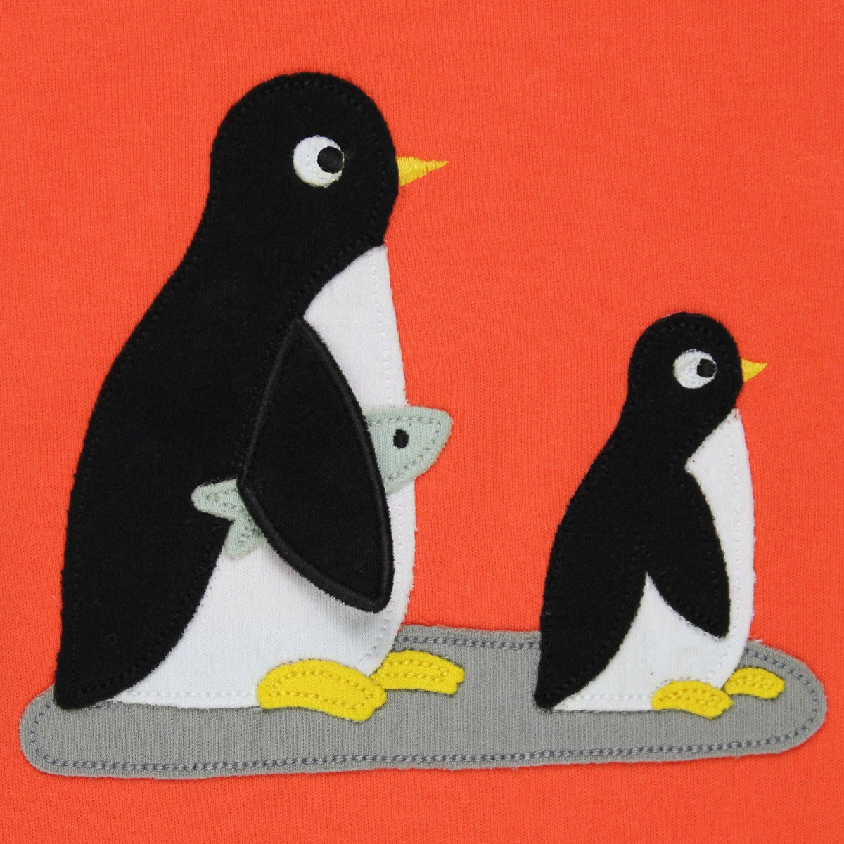 Toby Tiger Organic Cotton Long Sleeve T-Shirt - Penguin Appliqué