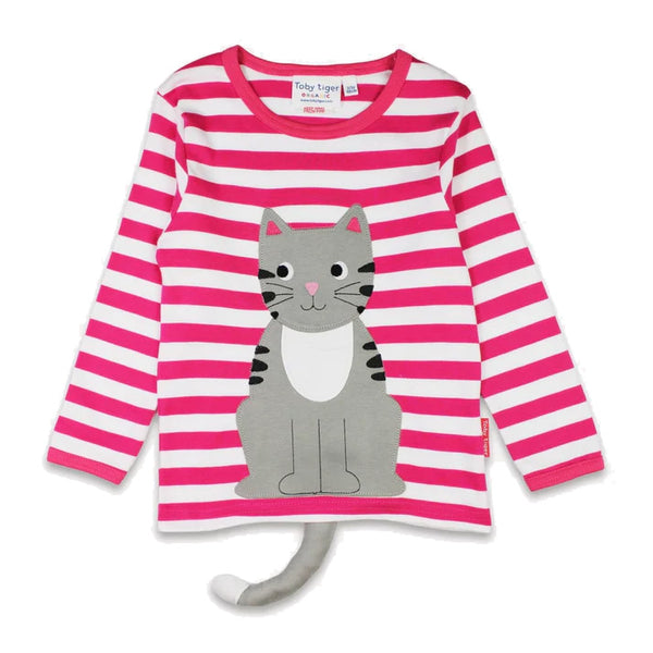 Toby Tiger organic Long sleeved t-shirt: kitten appliqué