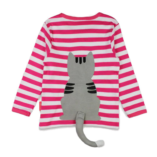 Toby Tiger organic Long sleeved t-shirt: kitten appliqué, back