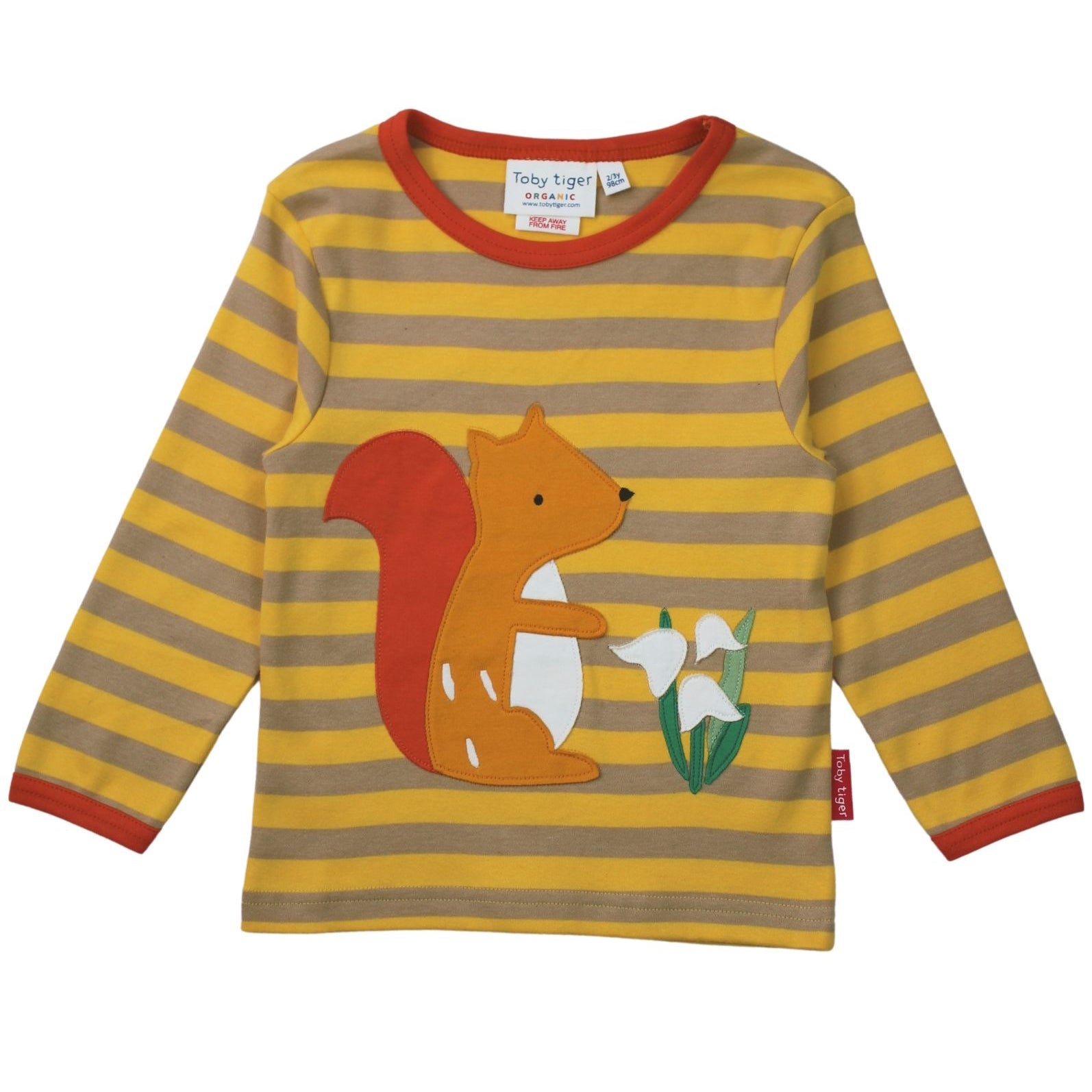 Toby Tiger organic Long sleeve t-shirt- squirrel appliqué
