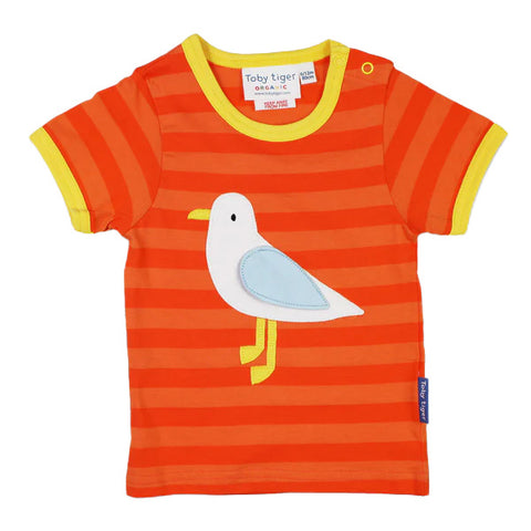 Toby Tiger organic Short sleeve t-shirt: seagull appliqué