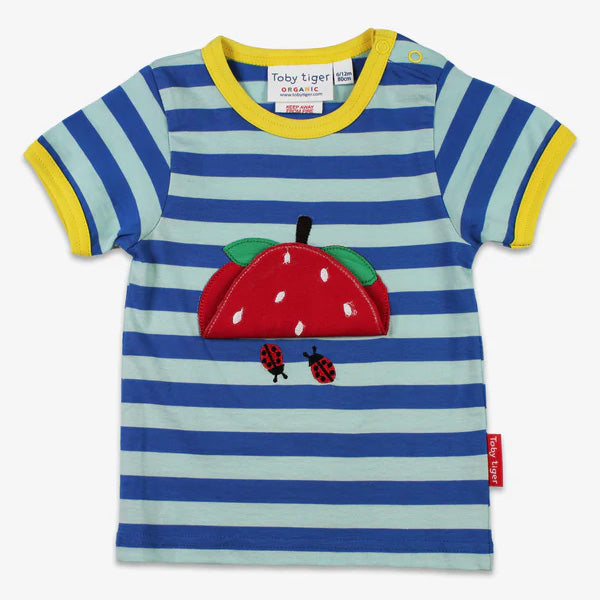 Toby Tiger organic Short sleeve t-shirt: strawberry appliqué