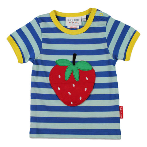 Toby Tiger organic Short sleeve t-shirt: strawberry appliqué