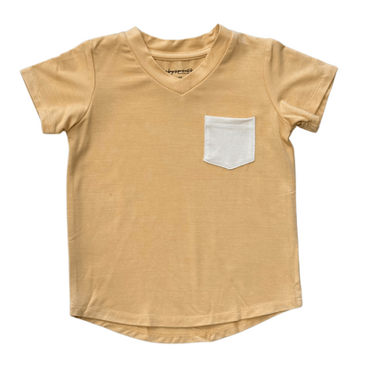 Bamboo Viscose V-Neck Pocket Tee - Colorblock | Babysprouts