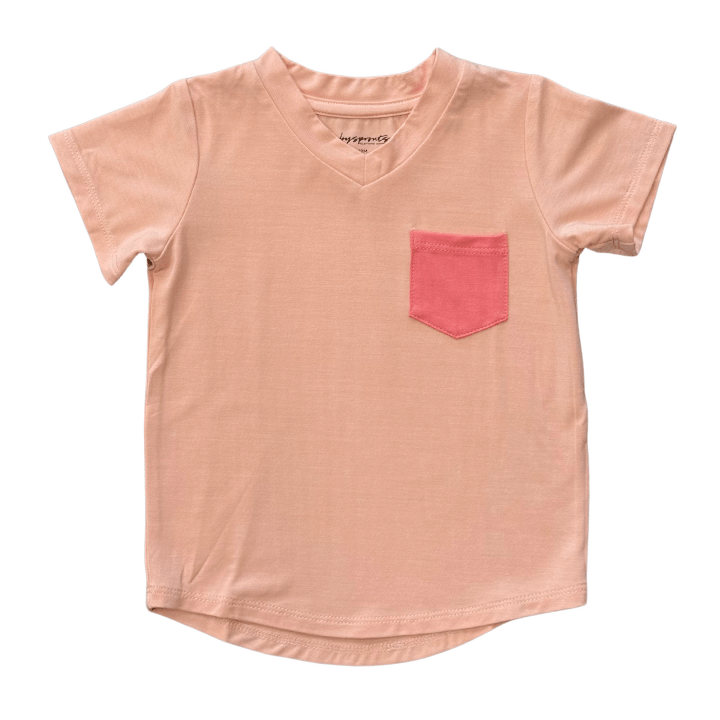 Bamboo Viscose V-Neck Pocket Tee - Colorblock | Babysprouts