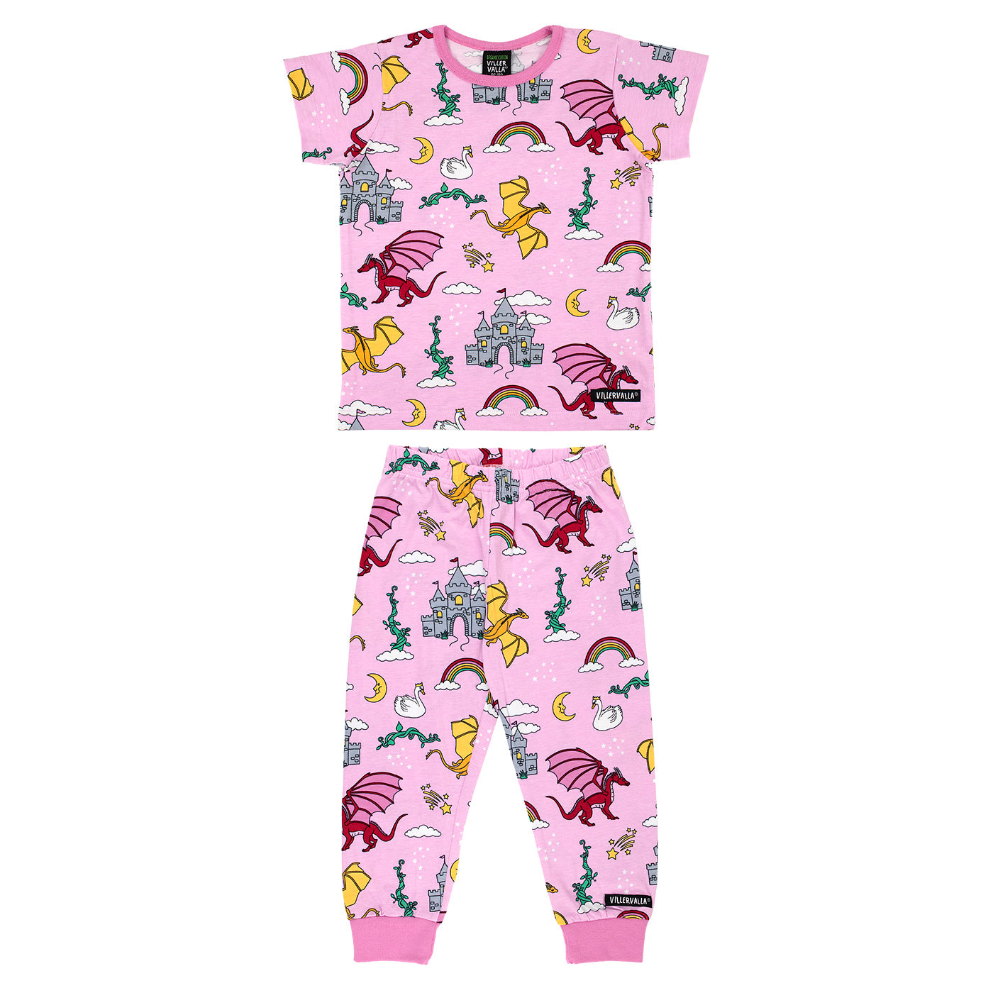 Organic Cotton Short Sleeve Pajama Set - Dreamland Pink | Villervalla