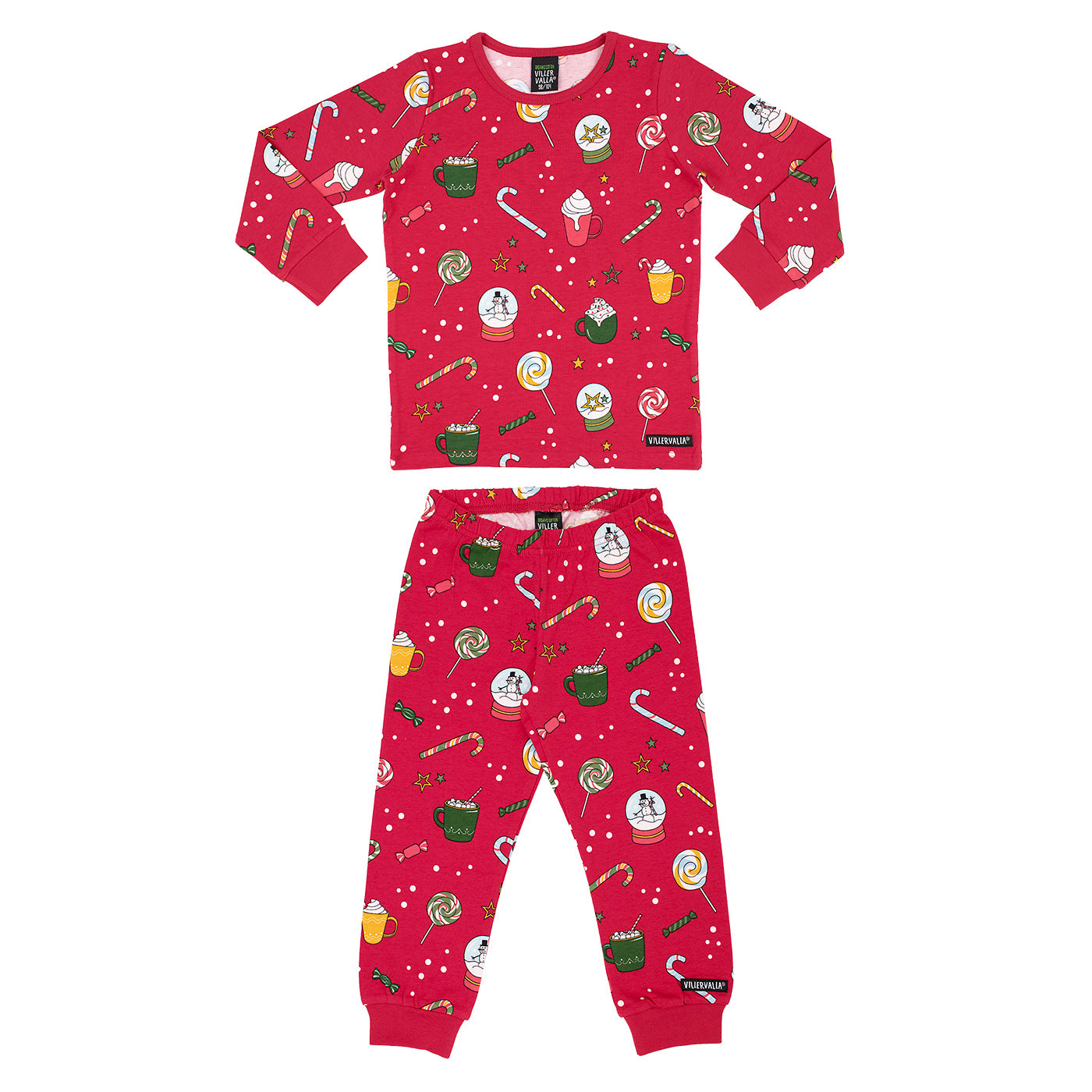 Villervalla organic Pajama set- winter magic, rosehip red