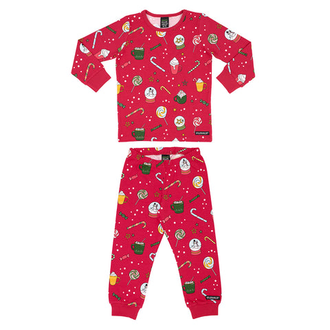 Villervalla organic Pajama set- winter magic, rosehip red
