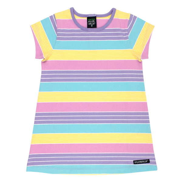 Villervalla organic Short sleeve dress- California stripe