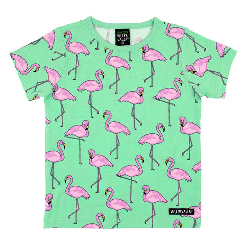 Villervalla organic Short sleeve top- flamingo