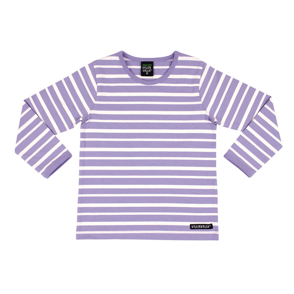 Villervalla organic Long sleeve top- stripes, lavender