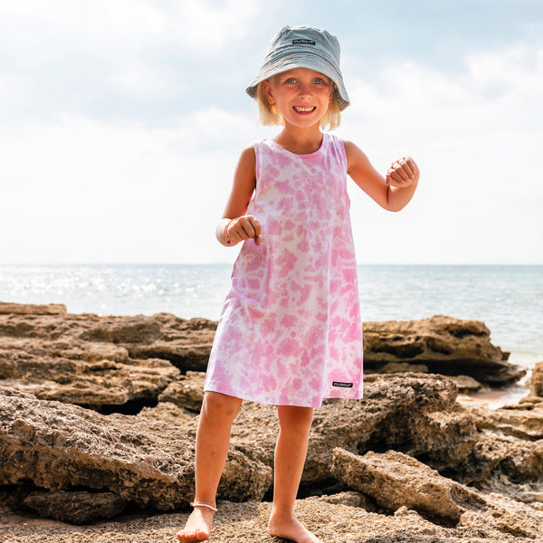 Villervalla Sleeveless dress- raspberry tie dye