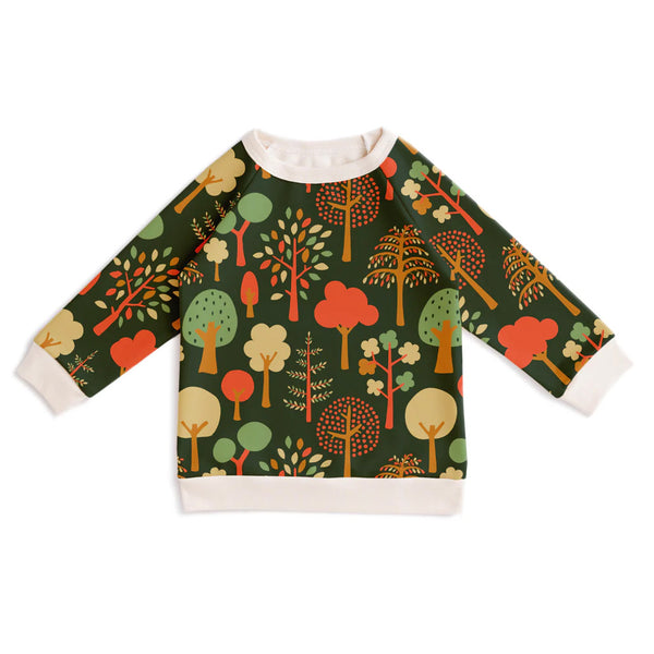 Winter Water Factory organic Sweatshirt- dark green trees