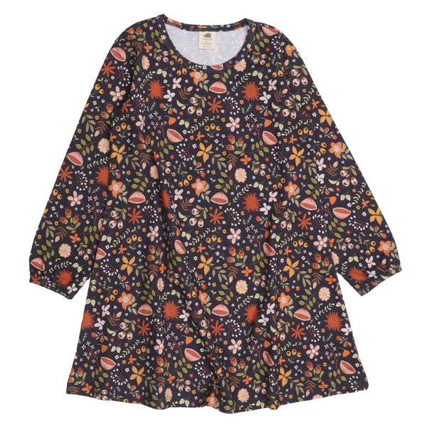 Walkiddy organic Long sleeve dress- fancy flowers